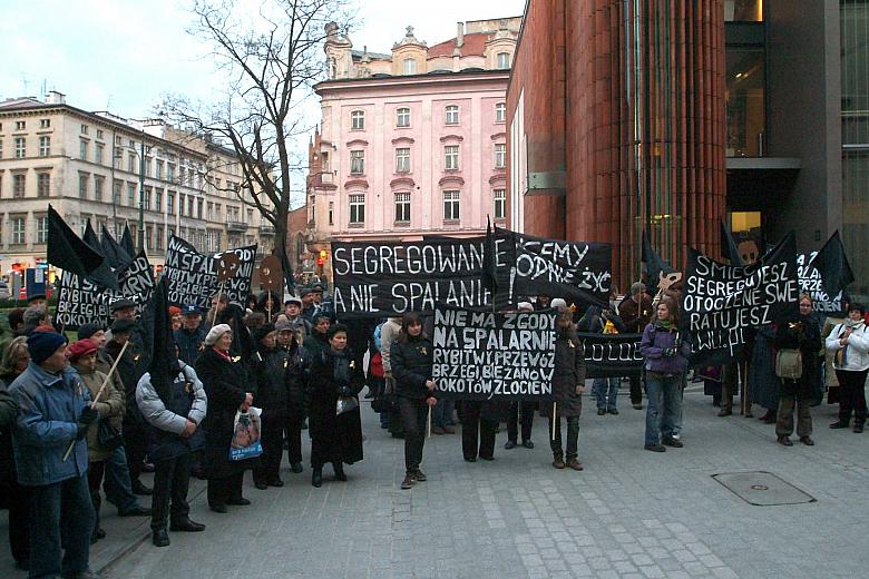 Protest dotyczył planowanej budowy spalarni śmieci. 